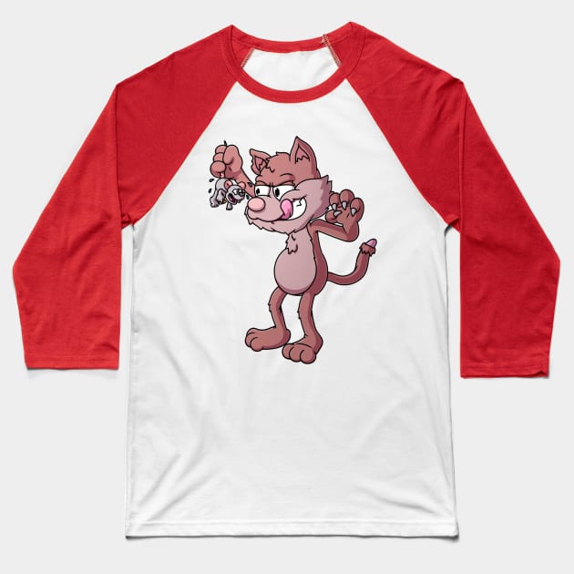 Cat vs. Mouse Baseball T-Shirt by TheMaskedTooner